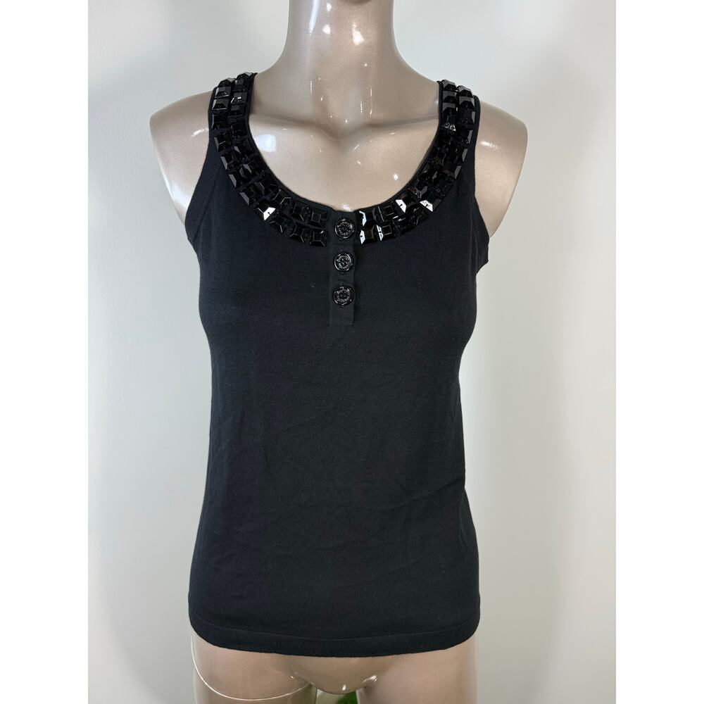 Burberry Rhinestone Studded Black Tank Top